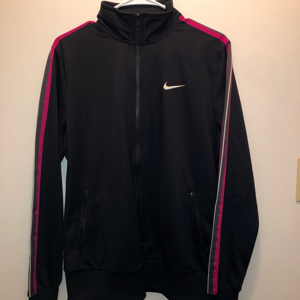 Nike Women's Black Jacket with Pink Accents